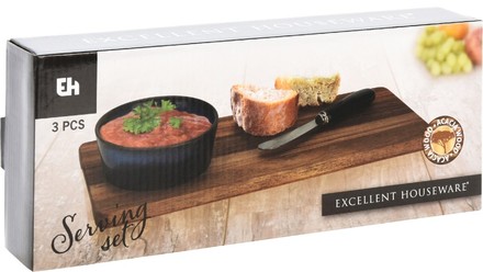 Servírovací podnos Excellent KO-278000720modr + miska a nůž sada 3 ks modrá (1)