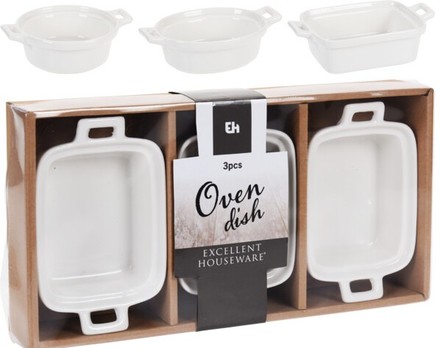 Zapékací misky Excellent KO-798000090kruh porcelánové sada 3 ks kulatá (1)