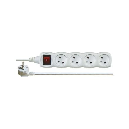 Prodlužovací kabel Emos P1412 2m / 4 zásuvky / s vypínačem / bílý / PVC / 1 mm2