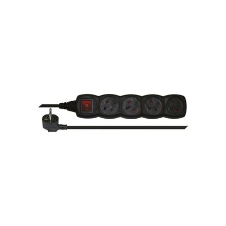 Prodlužovací kabel Emos PC1413 3m / 4 zásuvky / s vypínačem / černý / PVC / 1 mm2