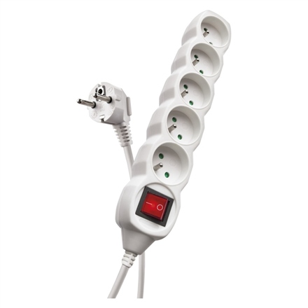 Prodlužovací kabel Emos 1513 Prodlužovací kabel s vypínačem 5 zásuvky 3m, bílý (1)