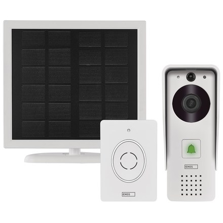 Domovní bezdrátový bateriový videozvonek Emos H4030 GoSmart IP-09D s wifi a solárním panelem