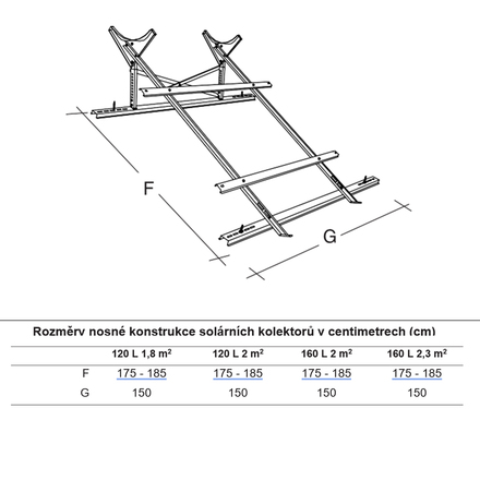 Solární ohřívač vody Pyramis 160ltr kolektor 2m2 - ohřev vody (5)