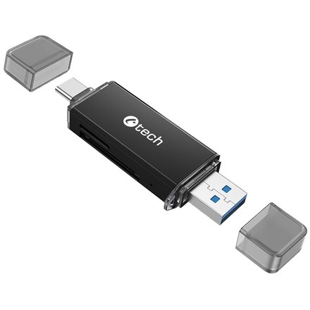 Čtečka paměťových karet C-Tech UCR-02-AL, USB 3.0/ USB-C, SD/ micro SD