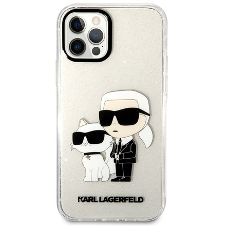 Kryt na mobil Karl Lagerfeld IML Glitter Karl and Choupette NFT na Apple iPhone 12/ 12 Pro - průhledný