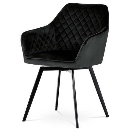 Moderní jídelní židle Autronic Jídelní židle, potah černá sametová látka, kovové nohy, černý matný lak (DCH-425 BK4)