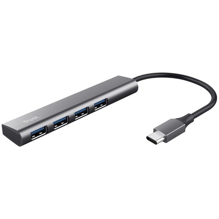 USB Hub Trust Halyx Aluminium USB-C/ 4x USB 3.2 Gen1 - stříbrný