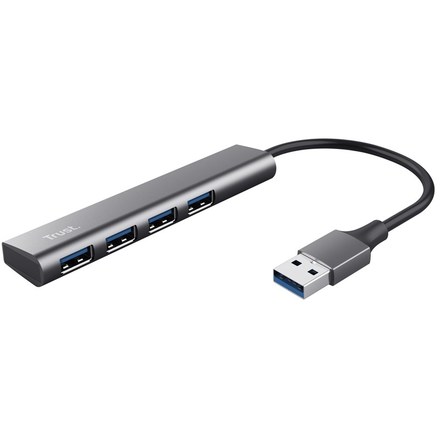 USB Hub Trust Halyx Aluminium USB/ 4x USB 3.2 Gen1 - stříbrný