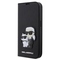 Pouzdro na mobil flipové Karl Lagerfeld PU Saffiano Karl and Choupette NFT Book na iPhone 13 Pro Max - černé (1)