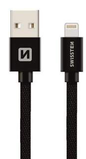 Lightning kabel Swissten kabel USB Lightning textilní 0,2m 3A černá