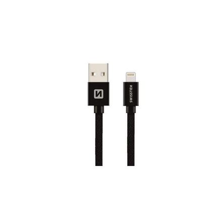 Lightning kabel Swissten kabel USB Lightning textilní 0,2m 3A černá