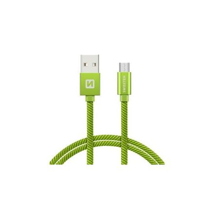 USB kabel Swissten kabel USB microUSB textilní 0,2m 3A zelená