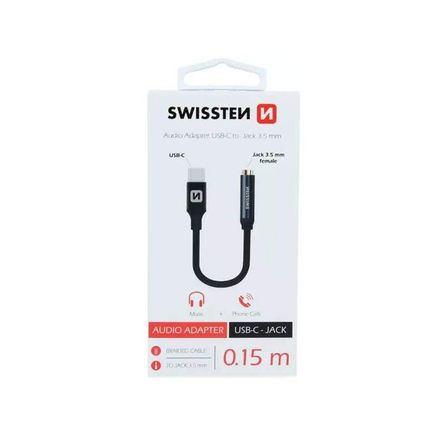 Redukce Swissten USB-C JACK 3,5mm 0,15m černá