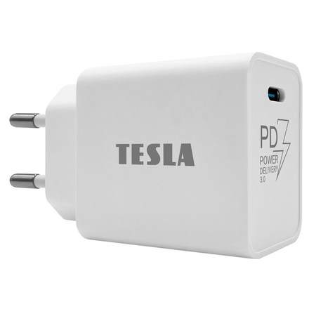 Nabíječka do sítě Tesla Power Charger T100, USB-C PD 3.0, 20 W - bílá