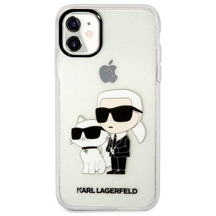 Kryt na mobil Karl Lagerfeld IML Glitter Karl and Choupette NFT na Apple iPhone 11 - průhledný