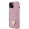 Kryt na mobil Guess Rhinestones Triangle Metal Logo na Apple iPhone 14 - růžový (1)