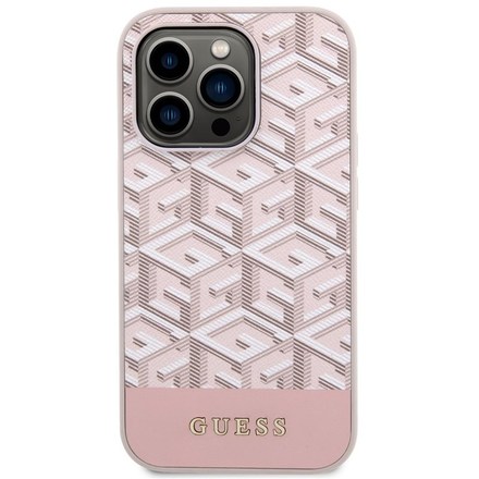 Kryt na mobil Guess PU G Cube MagSafe na Apple iPhone 14 Pro - růžový