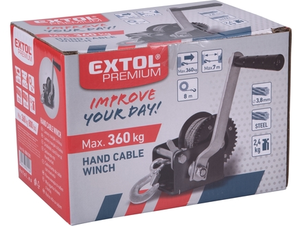 Lanový naviják Extol Premium 8861301 s klikou, do 360kg/8m lanko (2)