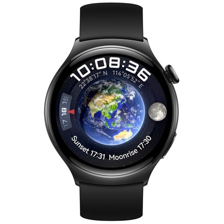 Chytré hodinky Huawei Watch 4 (Sport) - Black Stainless Steel Case + Black Fluoroelastomer Strap