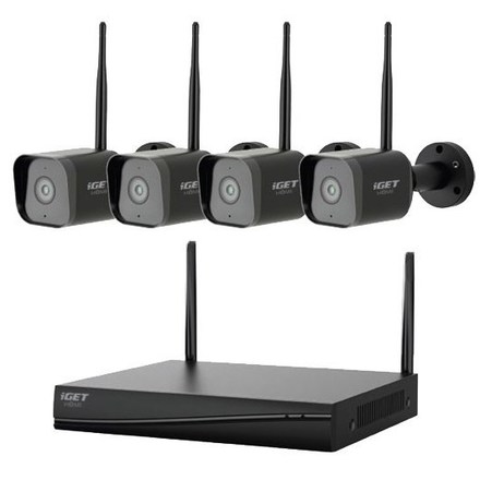 Kamerový systém iGET HOME Wi-Fi NVR N4C4 - Wi-Fi rekordér + 4x kamera - černý