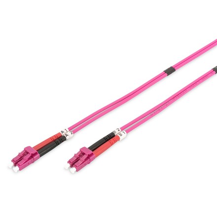 Optický kabel Digitus Optic Patch, LC / LC, Multimode, OM4, 50/ 125 µ, 5m - růžový