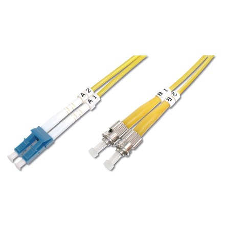 Optický kabel Digitus Optic Patch, LC / ST, Singlemode, OS2, 09/ 125 µ, 5m - žlutý