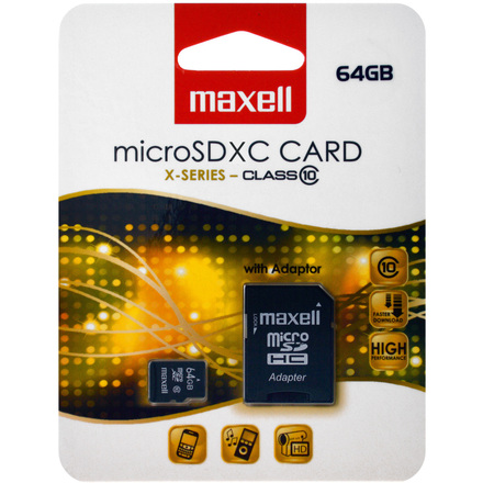Paměťová karta Maxell MicroSDXC 64GB CL10 + adpt 854988