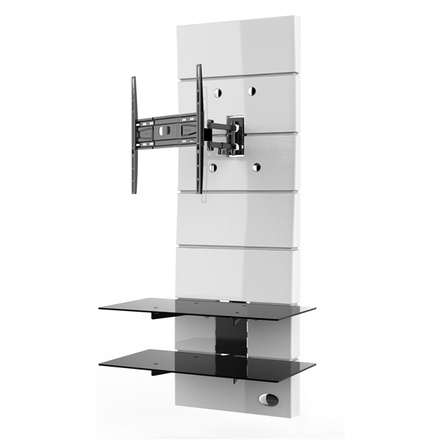 Držák na TV 32-70 Meliconi 488314, GHOST DESIGN 3500 MATT Bianco, nástěnný, kloubový držák, VESA 200-300-400, systém pro uspořádání kabelů, 2 police, instalační materiál (1)