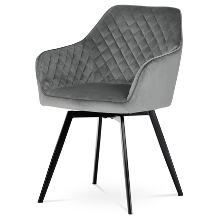 Moderní jídelní židle Autronic Jídelní židle, potah šedá sametová látka, kovové nohy, černý matný lak (DCH-425 GREY4)