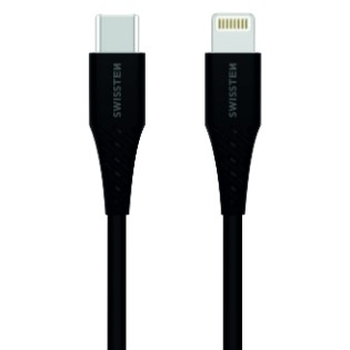 USB kabel Swissten USB-C/ Lightning, 0, 4m - černý