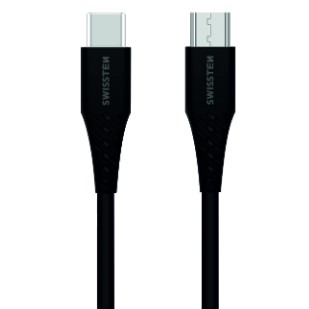 USB kabel Swissten USB-C/ Micro USB, 0, 4m - černý