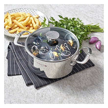 Nerezový hrnec de Buyer 3427.20, MILADY, se skleněnou poklicí, nedeformovatelné, robustní, silné dno 7 mm, pro všechny varné desky, průměr 20 cm, objem 3 L, výška 10 cm (1)