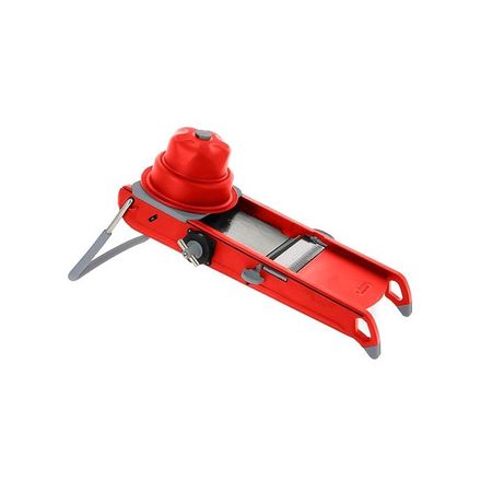 Kráječ de Buyer 2015.43 SWING PLUS, nerezová ocel, regulace tloušťky řezu, ergonomický a bezpečný držák, protiskluzové nohy