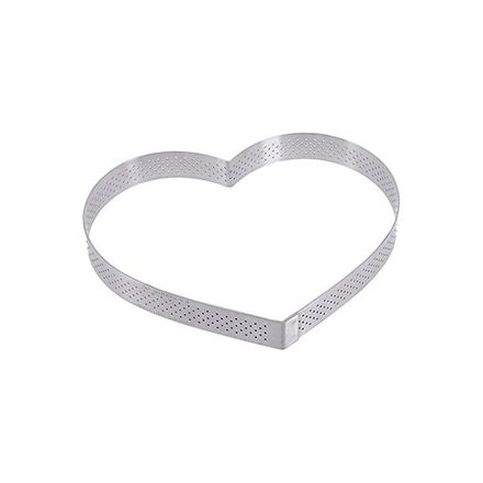Dortový rám de Buyer 3099.51, perforovaný rám, tvar srdce, průměr 12 cm, výška 2 cm, nerez