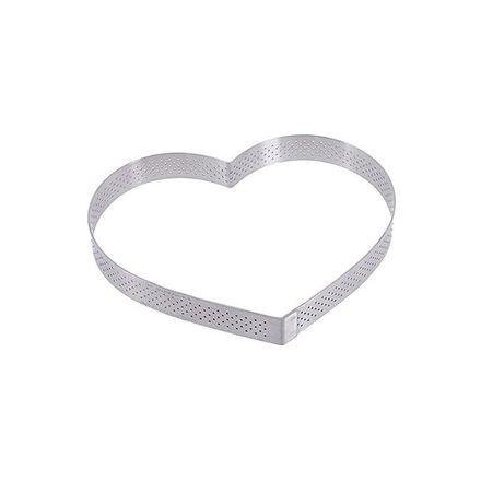Dortový rám de Buyer 3099.52, perforovaný rám, tvar srdce, průměr 18 cm, výška 2 cm, nerez