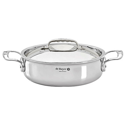 Nerezový hrnec de Buyer 3741.24, AFFINITY, s poklicí, nerez, nízké okraje, nedeformovatelný, průměr 24 cm, objem 3 L, výška 7 cm