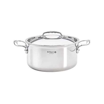 Nerezový hrnec de Buyer 3742.20, AFFINITY, s poklicí, nerez, vysoké okraje, průměr 20 cm, objem 3,4 L, výška 11 cm