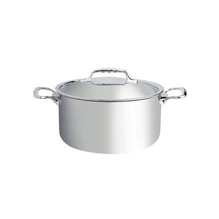 Nerezový hrnec de Buyer 3742.28 AFFINITY, vysoký okraj, poklice, průměr 28 cm, objem 8,6 l, výška 14 cm, nedeformovatelný, rukojeti z nerezové oceli,