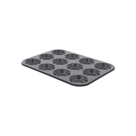 Forma na pečení de Buyer 4711.12, forma na tartaletky, 12 ks, železo, nepřilnavý povrch, 34x26x1,9 cm, průměr 7 cm