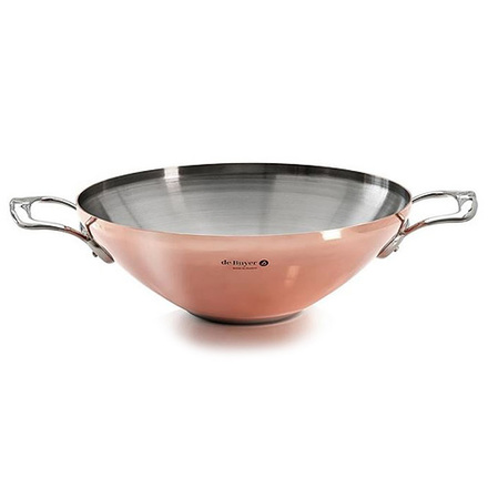 Nerezový hrnec de Buyer 6247.32 PRIMA MATERA WOK, měděný/ nerez ocel, magnetické dno, 2 rukojeti z nerezové oceli, průměr 32 cm, objem 4 L, výška 12,5 cm, váha 2,5 kg