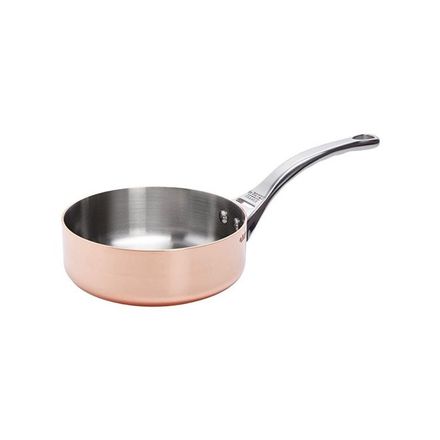 Pánev de Buyer 6430.20, INOCUIVRE, na soté, měděná, nerez rukojeť zakřivená ve francouzském stylu, průměr 20 cm, výška 6,5 cm, objem 1,8 L