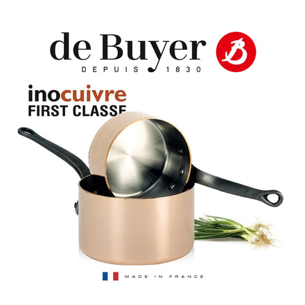 Nerezový rendlík de Buyer 6460.14, měděný rendlík, litinová rukojeť, není vhodné na indukci, průměr 14 cm (1)