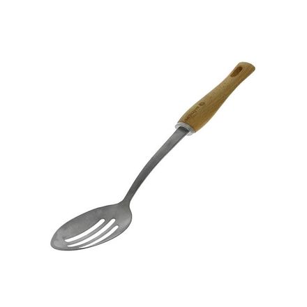Lžíce s otvory de Buyer 2701.00, B BOIS, nerez a bukové dřevo, robustní