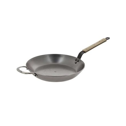 Ocelová pánev de Buyer 5710.32, Mineral B BOIS, ocel, dřevěná rukojeť, kovové ouško, 32 cm