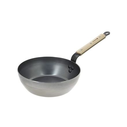 Ocelová pánev de Buyer 5714.24, Mineral B BOIS, hluboká, dřevěná rukojeť, ocel, průměr 24 cm