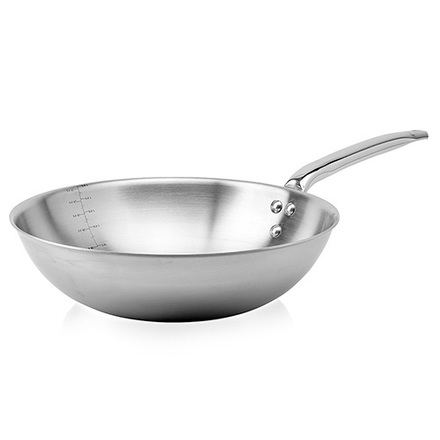 Pánev de Buyer 3608.32, ALCHIMY, WOK, 3 vrstvy z nerezové oceli 18/10, zahnutý okraj, pro všechny typy varných desek, průměr 32 cm, objem 4,5 L,