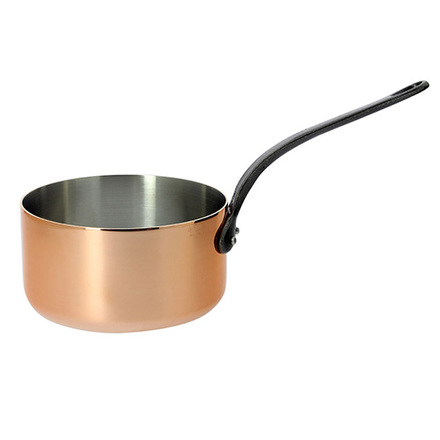 Nerezový rendlík de Buyer 6306.14, PRIMA MATERA, rendlík, měděný, litinová rukojeť, pro všechny varné desky, průměr 14 cm, výška 7,3 cm, objem 1,2 L