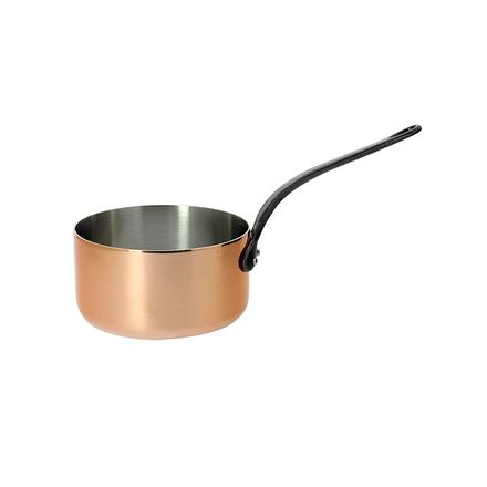 Nerezový rendlík de Buyer 6306.14, PRIMA MATERA, rendlík, měděný, litinová rukojeť, pro všechny varné desky, průměr 14 cm, výška 7,3 cm, objem 1,2 L