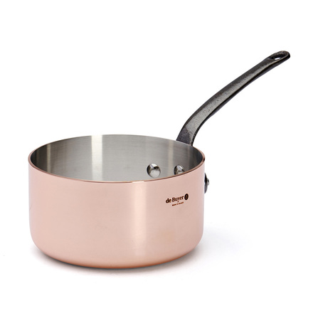 Nerezový rendlík de Buyer 6306.14, PRIMA MATERA, rendlík, měděný, litinová rukojeť, pro všechny varné desky, průměr 14 cm, výška 7,3 cm, objem 1,2 L (1)