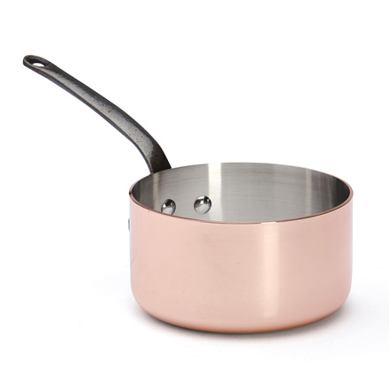 Nerezový rendlík de Buyer 6306.14, PRIMA MATERA, rendlík, měděný, litinová rukojeť, pro všechny varné desky, průměr 14 cm, výška 7,3 cm, objem 1,2 L (2)